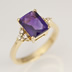 Beautifully balanced ring with Harlequin cut Natural Amethyst (2.08 carats) and Brilliant cut Diamonds (total diam weight 0.20 carats) on chunky 18ct Gold mount